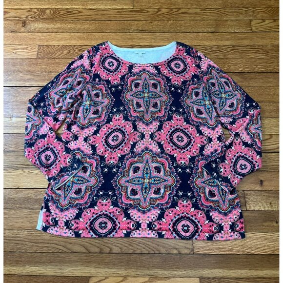 Talbots Sweaters - Talbots Women's Sweater Pink Geometric Preppy Fit Size XL 100% Cotton